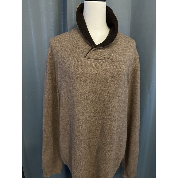 Jos. A. Bank Reserve Sweater Mens Large Beige Knit Pullover Lambs Wool Grandpa - Picture 1 of 6